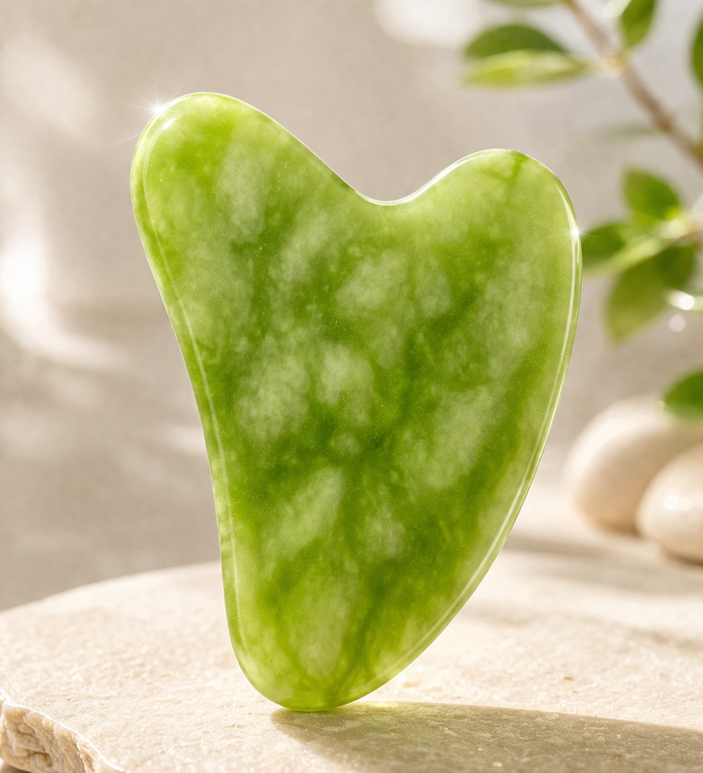 Jadeitowy kamień do masażu twarzy – Gua Sha, lifting,