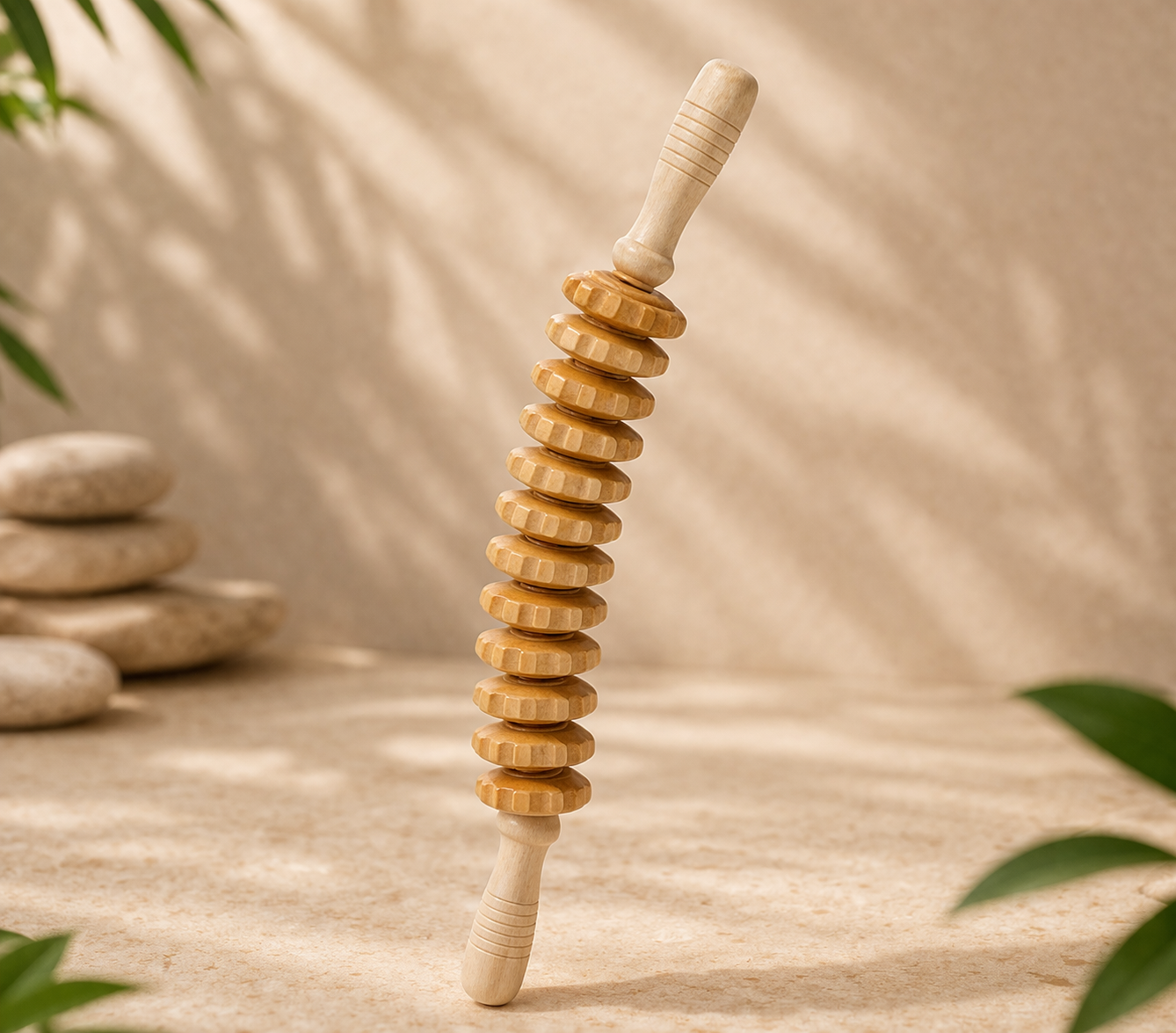 Drewniany Wałek do Masażu Ciała – Antycellulitowy Roller do Drenażu Limfatycznego